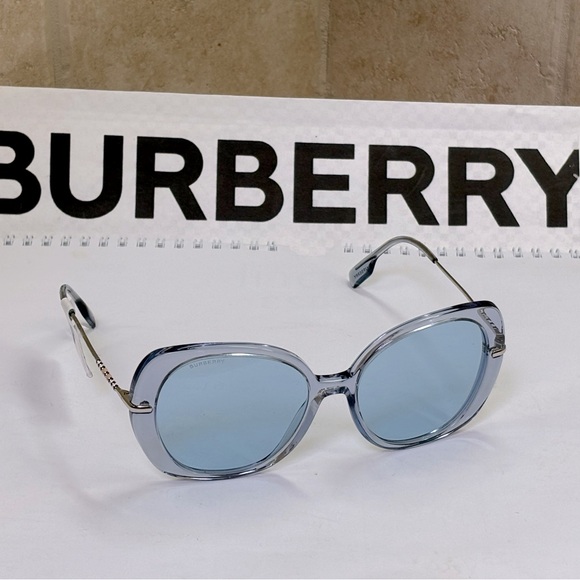 New Burberry B4375 4023/80 Eugenie Azure Blue Sunglasses. Blue lenses. main image 5